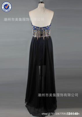 【厂家直供 2014年欧美新款抹胸钉珠晚礼服】价格,厂家,图片,服装加工,潮州市美集服饰-
